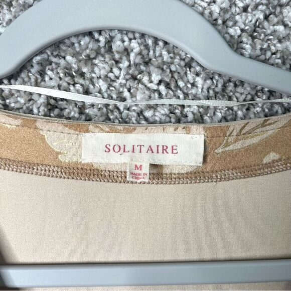 Solitaire Jacket Women’s Medium Tan Rose Floral Print Open Front Lightweight - Picture 4 of 7